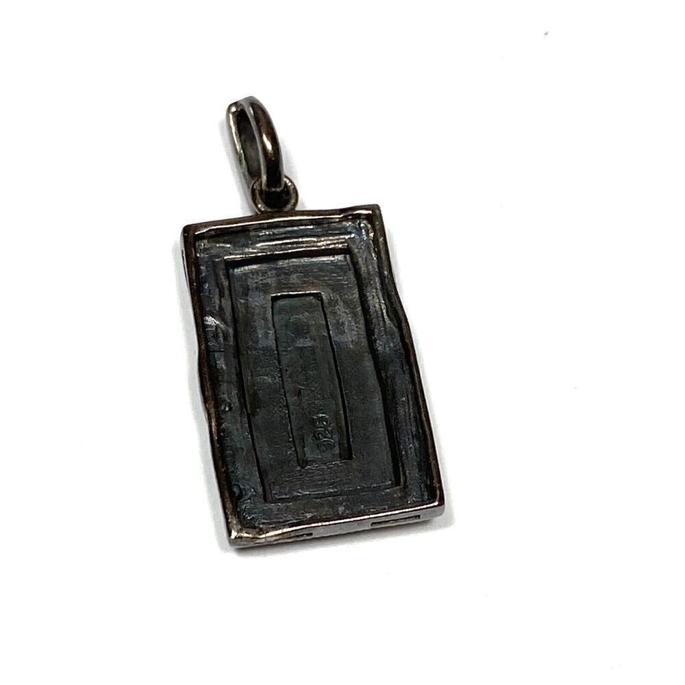 925 Sterling Silver Pendant Rectangular Marcasite… - image 4